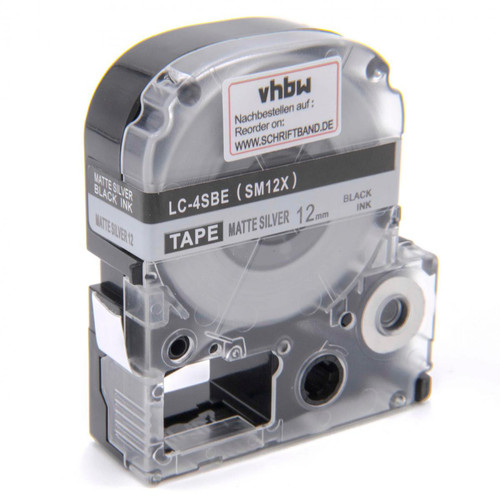 Vhbw - vhbw Ruban compatible avec KingJim SR3900P, SR40, SR530, SR530C, SR550, SR6700D, SR750, SR950 imprimante d'étiquettes 12mm Noir sur Argent Vhbw  - Cartouche, Toner et Papier