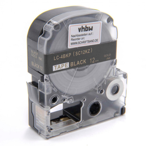 Vhbw - vhbw Ruban remplacement pour Epson LC-4BKP pour imprimante d'étiquettes 12mm Or sur Noir Vhbw  - Cartouche d'encre