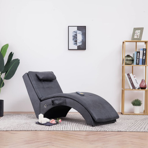 Vidaxl - vidaXL Chaise longue de massage avec oreiller Gris Similicuir daim Vidaxl  - Transats, chaises longues