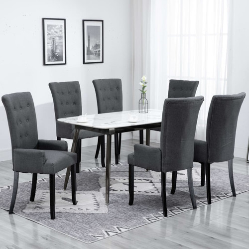 Vidaxl - vidaXL Chaises à manger avec accoudoirs lot de 6 gris foncé tissu Vidaxl  - Lot de 6 chaises Chaises