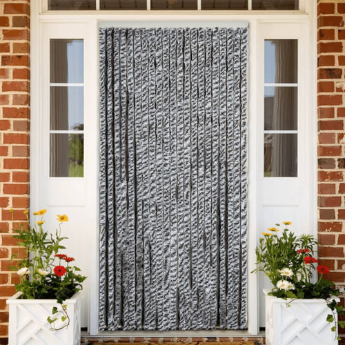 Vidaxl - vidaXL Rideau anti-mouches gris et noir et blanc 90x220 cm chenille Vidaxl  - Moustiquaire Fenêtre
