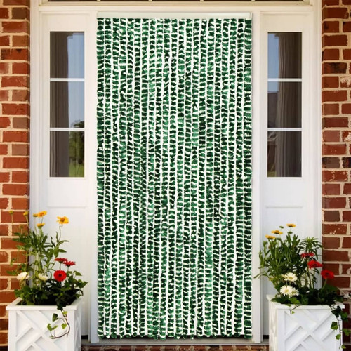 Vidaxl - vidaXL Rideau anti-mouches vert et blanc 100x200 cm chenille Vidaxl  - Moustiquaire Fenêtre Vidaxl