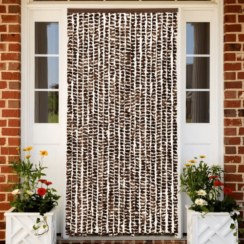 Vidaxl - vidaXL Rideau anti-mouches marron et blanc 56x200 cm chenille Vidaxl  - Moustiquaire Fenêtre Vidaxl