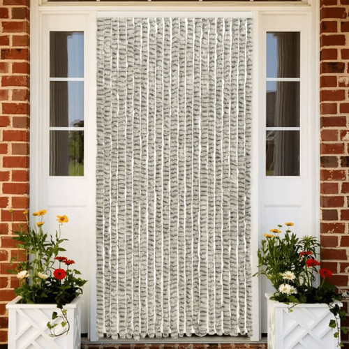 Moustiquaire Fenêtre Vidaxl vidaXL Rideau anti-mouches gris clair et gris foncé 90x200 cm chenille
