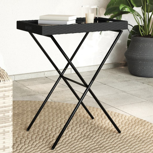 Vidaxl - vidaXL Table à plateau pliable noir 65x40x75 cm résine tressée Vidaxl  - Mobilier de jardin