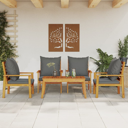 Vidaxl - vidaXL Salon de jardin avec coussins 5 pcs Bois d'acacia solide Vidaxl - Ensembles canapés et fauteuils