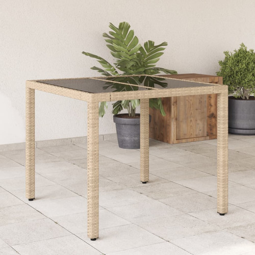 Vidaxl - vidaXL Table de jardin dessus en verre beige 90x90x75cm résine tressée Vidaxl  - Tables de jardin