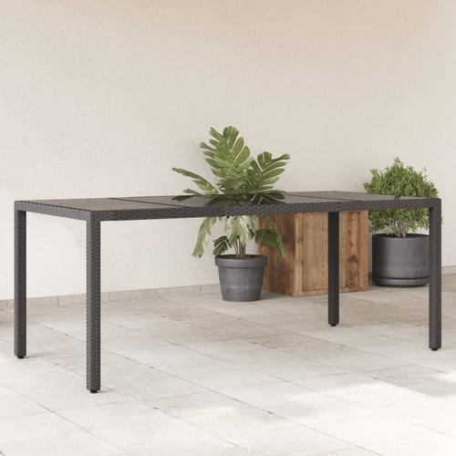 Vidaxl - vidaXL Table de jardin dessus en verre Noir 190x90x75cm Résine tressée Vidaxl  - Tables de jardin
