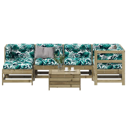 Vidaxl - vidaXL Salon de jardin 7 pcs avec coussins bois de pin imprégné Vidaxl  - Ensembles canapés et fauteuils