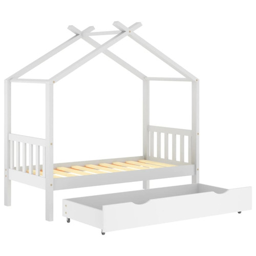 Lit parapluie vidaXL Cadre de lit enfant avec tiroir blanc pin massif 80x160 cm