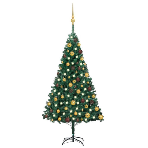 Vidaxl - vidaXL Arbre de Noël artificiel pré-éclairé et boules vert 120 cm PVC Vidaxl - Boules de noel vertes