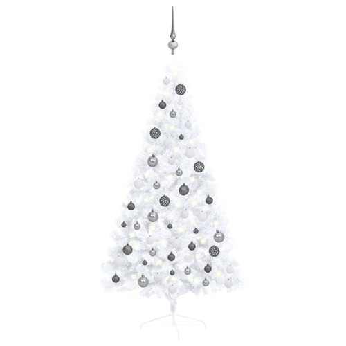 Vidaxl - vidaXL Demi-arbre de Noël artificiel pré-éclairé et boules blanc 150cm Vidaxl  - Sapin de Noël