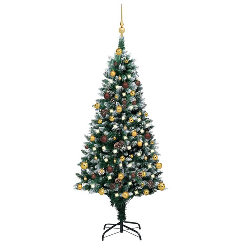 Vidaxl - vidaXL Arbre de Noël artificiel pré-éclairé/boules pommes de pin 150cm Vidaxl  - Sapin de Noël Vert / multicolore