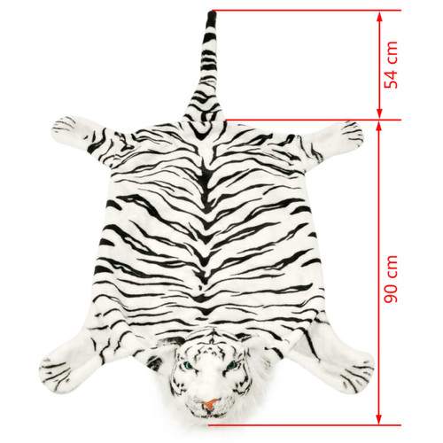 Vidaxl vidaXL Tapis en peluche en forme de tigre 144 cm Blanc