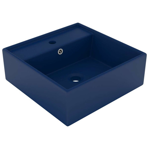 Vidaxl - vidaXL Lavabo carré à trop-plein Bleu foncé mat 41x41 cm Céramique Vidaxl - Plomberie Salle de bain