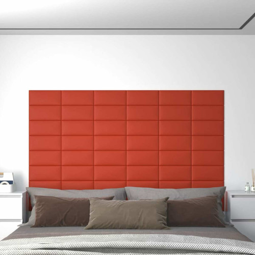 Lambris Vidaxl vidaXL Panneaux muraux 12 pcs Rouge 30x15 cm Similicuir 0,54 m²