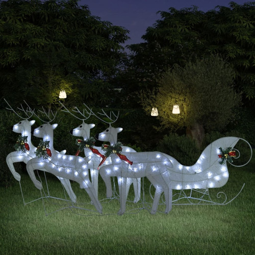 Vidaxl - vidaXL Décoration de Noël Renne et traîneau 100 LED extérieur blanc Vidaxl   - Sapin de Noël