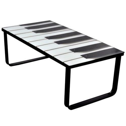Tables à manger Vidaxl vidaXL Table basse avec impression de piano Dessus de table en verre