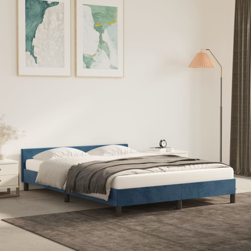 Vidaxl - vidaXL Cadre de lit avec tête de lit Bleu foncé 140x200 cm Velours Vidaxl  - Marchand Vidaxl