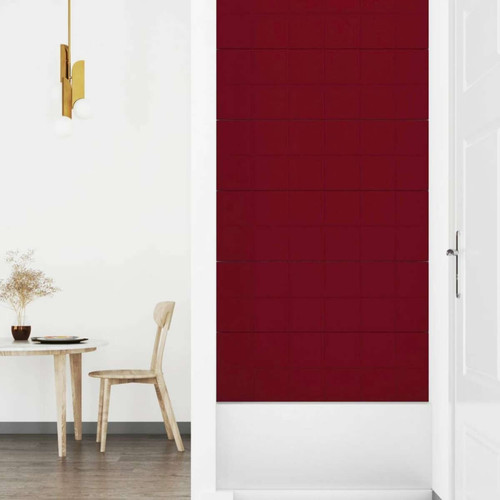 Vidaxl vidaXL Panneaux muraux 12 pcs Rouge bordeaux 90x30 cm Velours 3,24 m²