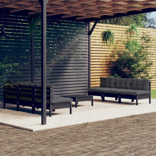Vidaxl - vidaXL Salon de jardin 7 pcs avec coussins anthracite Bois de pin Vidaxl  - Chaises de jardin
