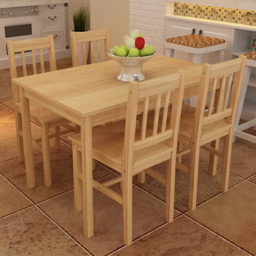 Meubles de cuisine Vidaxl vidaXL Table de salle à manger en bois avec 4 chaises Naturel