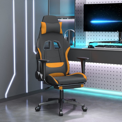 Vidaxl - vidaXL Chaise de jeu avec repose-pied Noir et orange Tissu Vidaxl  - Vidaxl