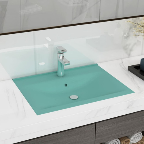 Vidaxl - vidaXL Lavabo avec trou de robinet Vert clair mat 60x46 cm Céramique Vidaxl  - Plomberie Salle de bain