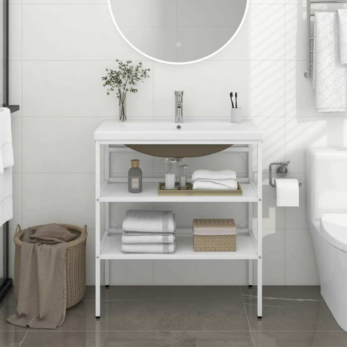Vidaxl - vidaXL Cadre de lavabo de salle de bain vasque à encastrer Blanc Fer Vidaxl  - meuble bas salle de bain