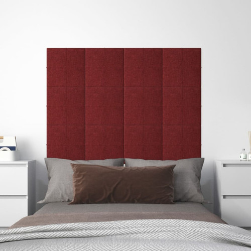 Vidaxl - vidaXL Panneaux muraux 12 pcs Rouge bordeaux 30x30 cm Tissu 1,08 m² Vidaxl  - Vidaxl