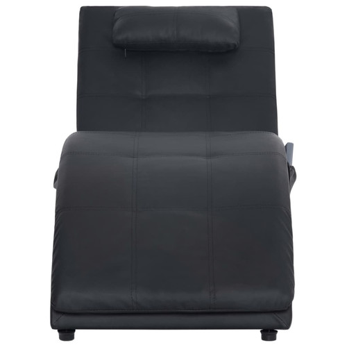 Transats, chaises longues vidaXL Chaise longue de massage avec oreiller Noir Similicuir