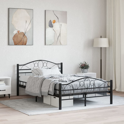 Vidaxl - vidaXL Cadre de lit Noir Acier 140 x 200 cm Vidaxl  - Lit bas pour enfant