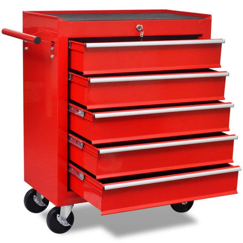 Vidaxl - vidaXL Chariot à outils d'atelier avec 5 tiroirs Rouge Vidaxl  - Diable, chariot