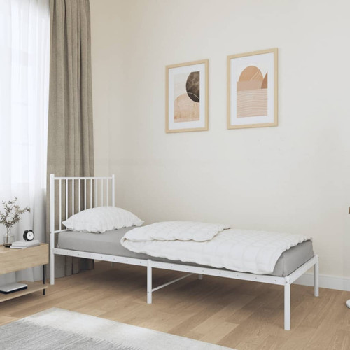 Vidaxl - vidaXL Cadre de lit métal avec tête de lit blanc 80x200 cm Vidaxl - Chambre Enfant Blanc et bois