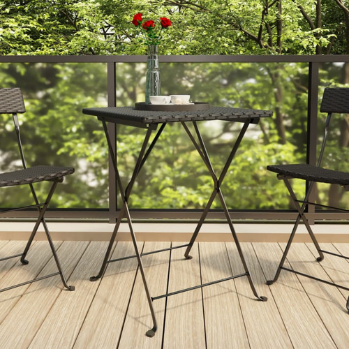 Tables de jardin Vidaxl vidaXL Table de bistrot pliante Noir 55x54x71 cm Résine tressée