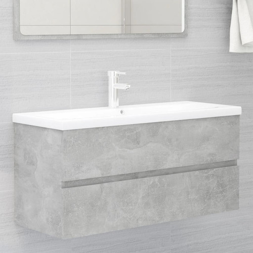 meuble bas salle de bain Vidaxl vidaXL Armoire d'évier avec lavabo intégré Gris béton Aggloméré