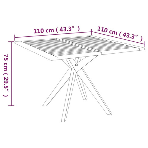 Tables de jardin vidaXL Table de jardin 110x110x75 cm Bois d'acacia solide