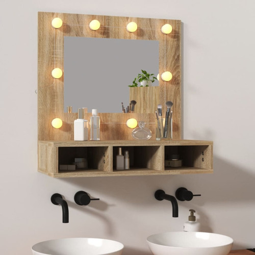 Vidaxl - vidaXL Armoire de miroir avec LED Chêne sonoma 60x31,5x62 cm Vidaxl - Maison Marron noir