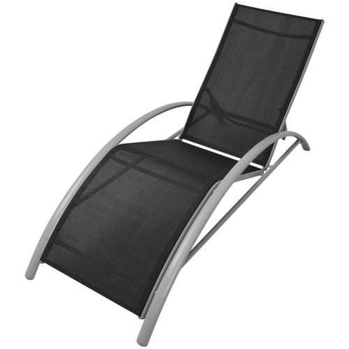 Vidaxl - vidaXL Chaises longues en aluminium noir Vidaxl  - Transats, chaises longues