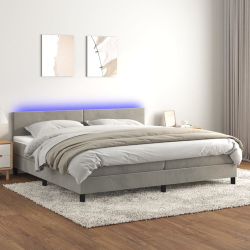 Vidaxl - vidaXL Sommier à lattes de lit avec matelas LED Gris clair 200x200 cm Vidaxl  - Cadres de lit