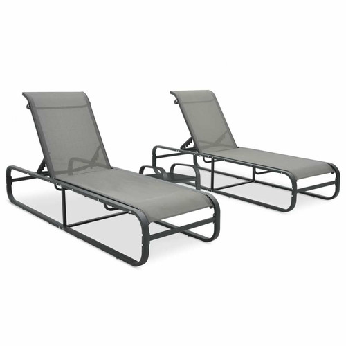 Vidaxl - vidaXL Chaises longues 2 pcs avec table Textilène et aluminium Vidaxl  - Transats, chaises longues