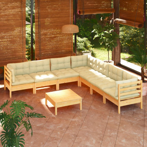 Vidaxl - vidaXL Salon de jardin 8 pcs avec coussins crème Bois de pin solide Vidaxl  - Chaises de jardin