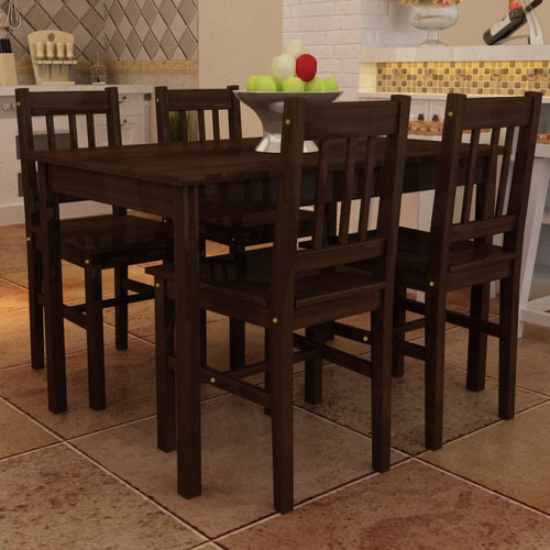 Vidaxl -vidaXL Table de salle à manger avec 4 chaises Marron Vidaxl  - Meubles de cuisine