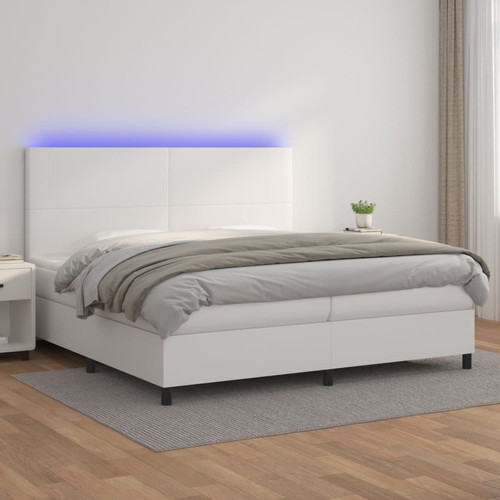 Vidaxl - vidaXL Sommier à lattes de lit avec matelas et LED Blanc 200x200 cm Vidaxl  - Literie Vidaxl