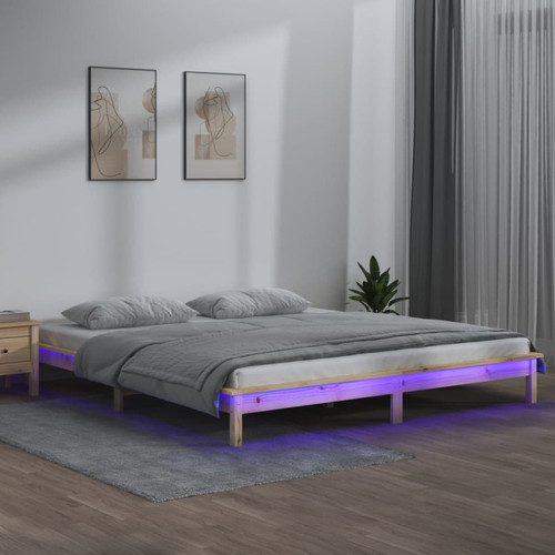 Vidaxl - vidaXL Cadre de lit à LED 140x200 cm bois massif Vidaxl  - Chambre Enfant