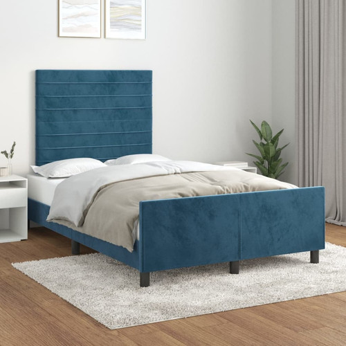 Vidaxl - vidaXL Cadre de lit avec tête de lit Bleu foncé 120x200 cm Velours Vidaxl  - Vidaxl