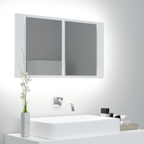 Vidaxl - vidaXL Armoire salle de bain à miroir LED Blanc 80x12x45 cm Acrylique Vidaxl  - meuble bas salle de bain Gris ceruse et blanc
