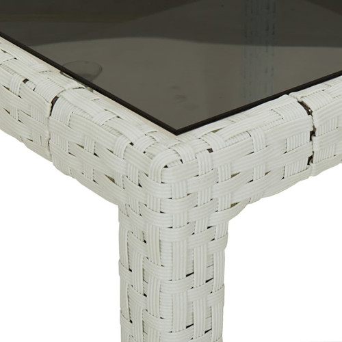 Tables de jardin vidaXL Table de jardin 90x90x75cm Verre trempé et résine tressée Blanc