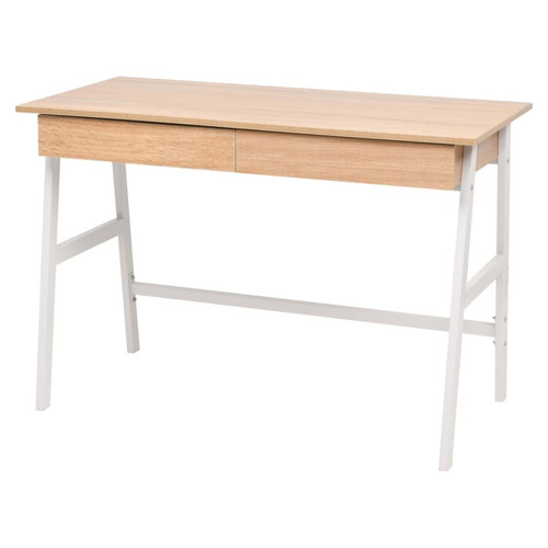 Vidaxl - vidaXL Table d'écriture 110 x 55 x 75 cm Chêne et blanc Vidaxl  - Marchand Vidaxl