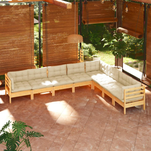 Vidaxl - vidaXL Salon de jardin 8 pcs avec coussins crème Bois de pin solide Vidaxl  - Mobilier de jardin